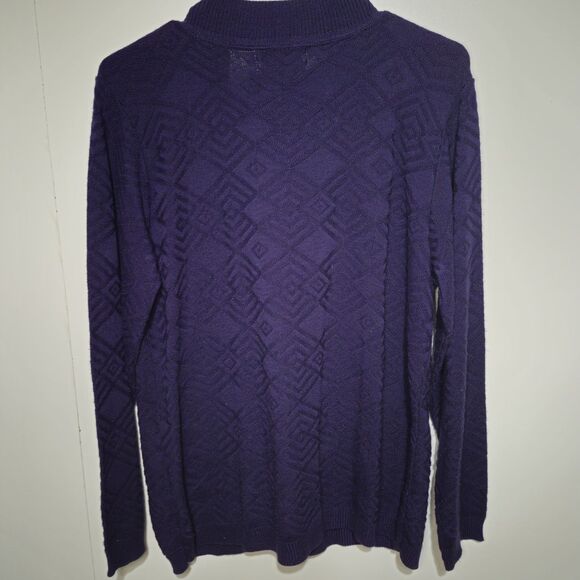 Alfred Dunner Sweaters - Alfred Dunner Vintage Purple Knit Sweater Small Diamond Mock Neck LS 100%Acrylic